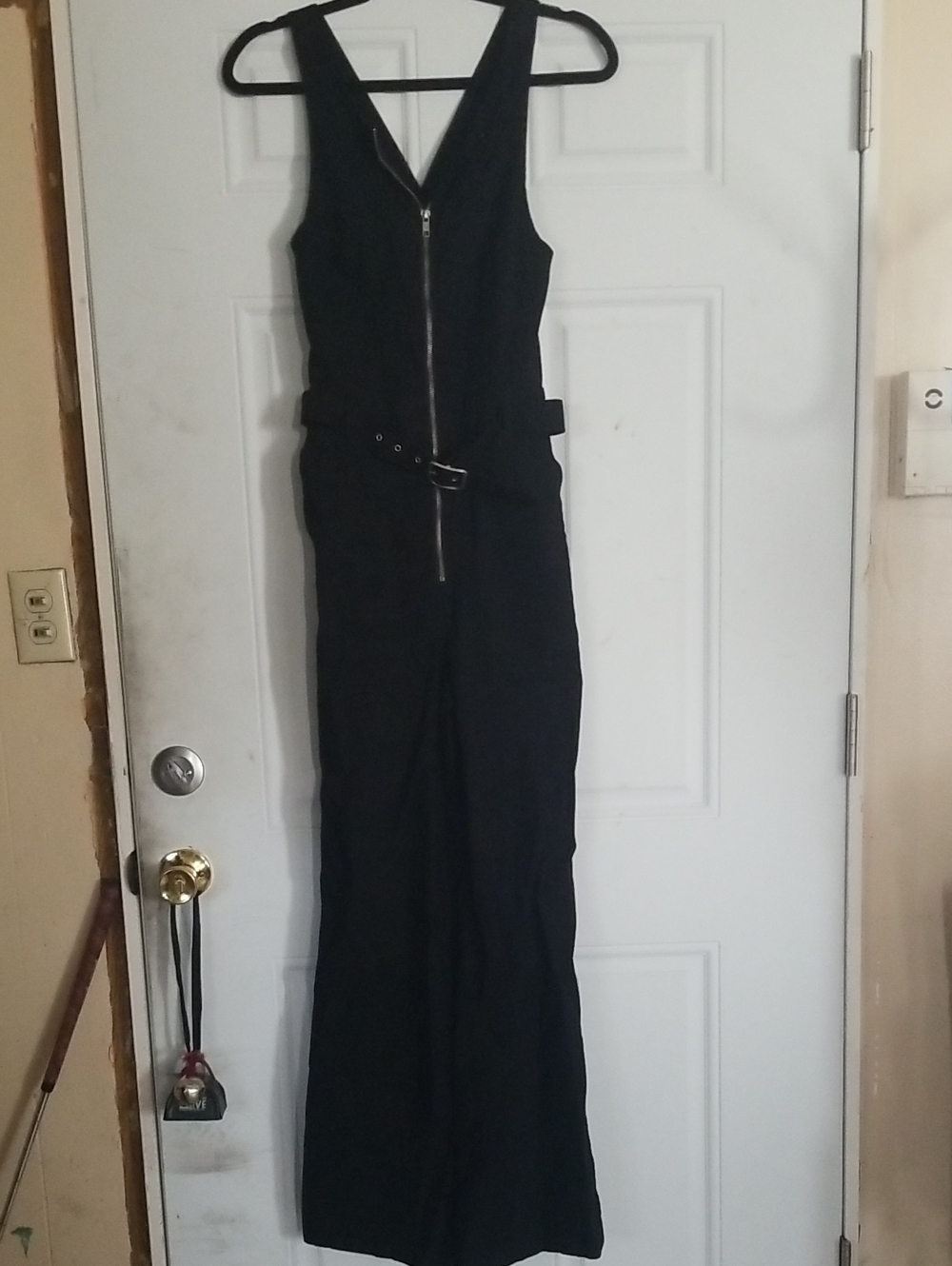 Maeve Black Sleeveless Maxi Dress with Front Zip and Belted Waist